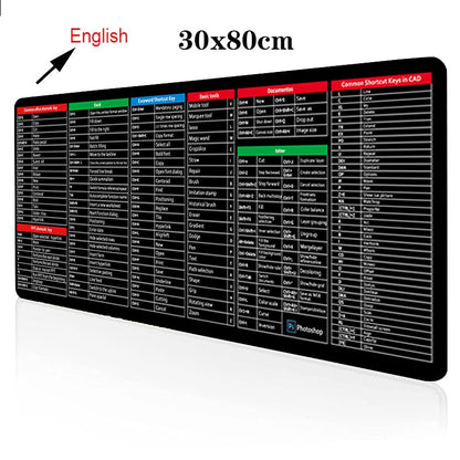 Keyboard Mouse Mat - Shortcut Key Pattern Mouse Keyboard Pad,Extra Large Keyboard Pad with Office Software Shortcuts Pattern, Computer Non-Slip Mat for Desk PC, Laptop, Office (C, L: 900 * 400 * 3mm)