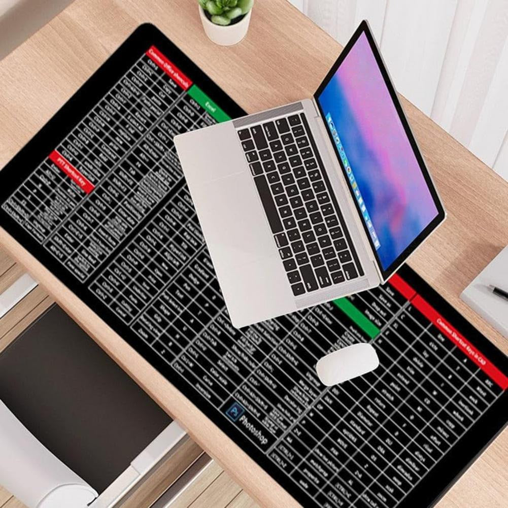 Keyboard Mouse Mat - Shortcut Key Pattern Mouse Keyboard Pad,Extra Large Keyboard Pad with Office Software Shortcuts Pattern, Computer Non-Slip Mat for Desk PC, Laptop, Office (C, L: 900 * 400 * 3mm)