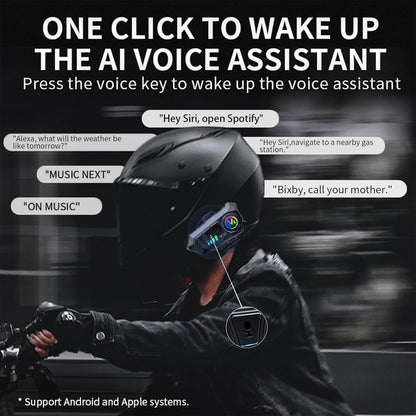 Motorcycle Helmet Bluetooth Headset Bluetooth 5.3 Smart Noise Reduction IPX6 Waterproof HiFi Headphones