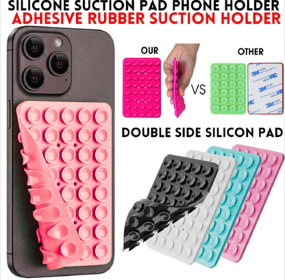 1 PCs Double Side Silicone Suction Pad Phone Holder – Self-Adhesive Square Rubber Grip Pad for All Mobiles & Tablets (Random Color)