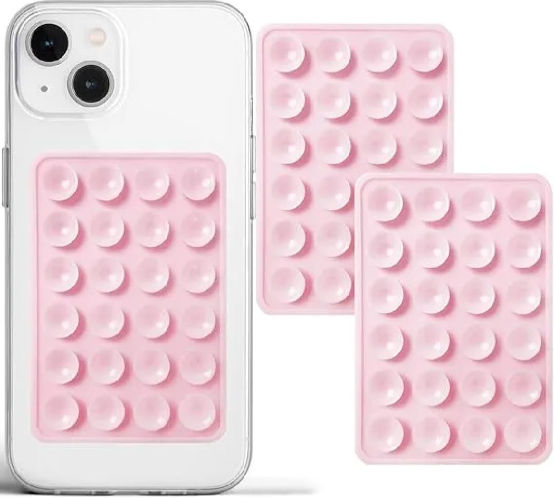 1 PCs Double Side Silicone Suction Pad Phone Holder – Self-Adhesive Square Rubber Grip Pad for All Mobiles & Tablets (Random Color)