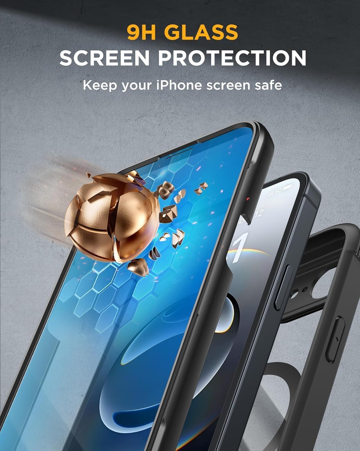 Miracase for iPhone 17e Case & iPhone 16e Case, Full-Body Phone with Built-in Glass Screen Protector, [Magnetic with MagSafe] Military Drop Proof 17 E/ 16 E Cover Bumper 6.1 inch
