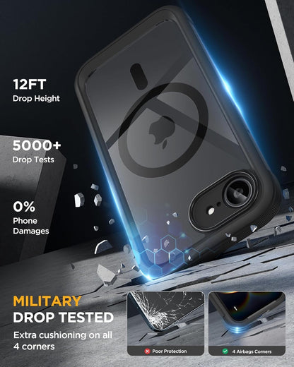 Miracase for iPhone 17e Case & iPhone 16e Case, Full-Body Phone with Built-in Glass Screen Protector, [Magnetic with MagSafe] Military Drop Proof 17 E/ 16 E Cover Bumper 6.1 inch