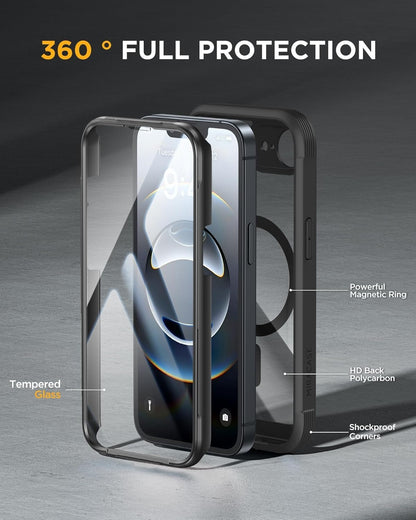 Miracase for iPhone 17e Case & iPhone 16e Case, Full-Body Phone with Built-in Glass Screen Protector, [Magnetic with MagSafe] Military Drop Proof 17 E/ 16 E Cover Bumper 6.1 inch