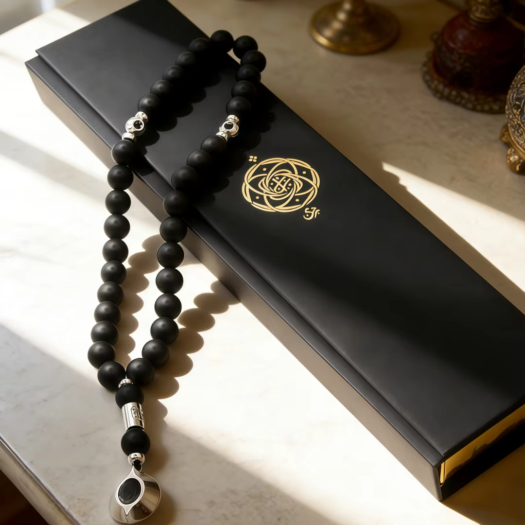 Tasbih Prayer Beads Hematite With Box Muslim Rosary Finger Counter Chapelet Tasbeeh Islamic Misbaha Handmade