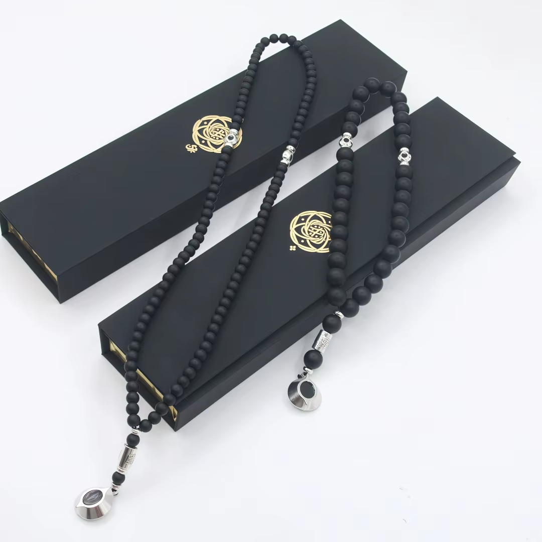 Tasbih Prayer Beads Hematite With Box Muslim Rosary Finger Counter Chapelet Tasbeeh Islamic Misbaha Handmade