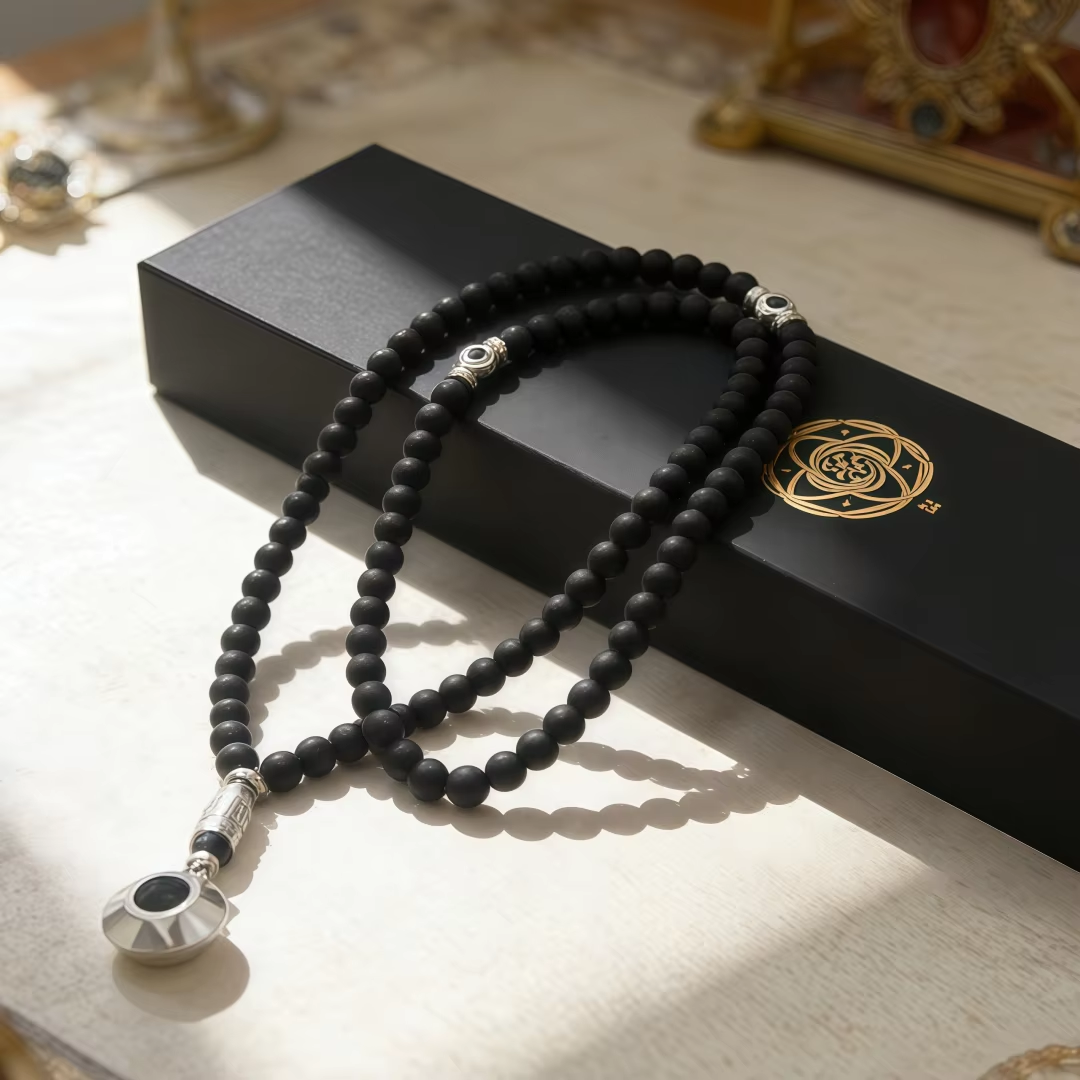 Tasbih Prayer Beads Hematite With Box Muslim Rosary Finger Counter Chapelet Tasbeeh Islamic Misbaha Handmade