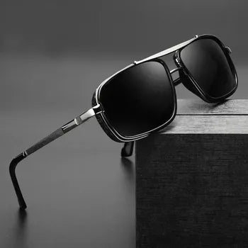 Polarized Steampunk Square Sunglasses for Men UV400 vintage driving shades suit for summer travel wear